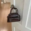 Bolsa de mão com laço da moda estilo coreano, bolsa bowling de nicho ins, elegante e simples, adequada para o trabalho e deslocamento, bolsa transversal para mulheres