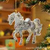 Pendente Decorativo de Árvore de Natal Cavalo Dourado Lindo Galopante Transfronteiriço Acrílico Presente de Feriado Chaveiro de Mochila