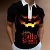 Sitio Independiente Amazon Transfronterizo Camiseta Polo Impresa en 3D Serie Halloween Solapa Casual Manga Corta Verano