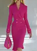 Novo vestido de terno da moda da Amazon para o outono de 2025: um vestido-terno chique, acinturado, de abotoamento duplo e manga longa