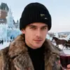 Gorro Aoteng para Hombre Nuevo Otoño e Invierno Esquí Lana Forrado de Felpa Cálido Algodón Deporte al Aire Libre Tejido