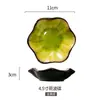 Horno de cerámica estilo japonés plato hoja de loto plato para snacks plato para condimentos plato frío Plato para salsa de sushi esmalte de grietas de hielo al por mayor