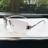 Gafas de Sol Ovaladas con Forma de Estrella Sin Marco Europeas y Americanas de Gama Alta Y2K Sexy Elegantes Protección Solar para Exteriores Gafas de Sol de Moda para Mujer Transfronterizas