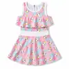 Traje de baño de una pieza para niña con estampado, sin mangas, con volantes, popular, anti-exposición, secado rápido, suministro del fabricante
