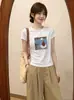 Camiseta de algodón acanalado estilo "chica picante" para mujer, 220g, directo de fábrica, top de manga corta ajustado estilo americano, exclusivo de venta al por mayor de verano