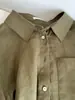 ¡Artículo más vendido! Camisa de lino mezclado verde militar con cuello y botones, nuevo estilo de otoño, camisa casual versátil para ir al trabajo