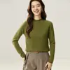 Top base de punto ajustado para mujer Bai Cai Rong 100% cachemir puro, cuello alto enrollado, dobladillo enrollado, novedad otoño/invierno 2026