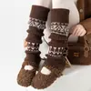 Polainas Fair Isle para Mujer, Otoño e Invierno, Estilo Mori, Cálidas y Gruesas, Polainas Retro de Diamantes Grises para Pantorrilla, Calcetines Caídos