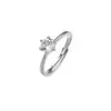 Anillo Sencillo de Alta Gama de Plata con un Solo Diamante para Mujer, Anillo Abierto Ajustable de Moda con Circonita para Dedo Índice