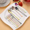 Acero inoxidable 304 cuchara tenedor para frutas creativa cuchara para helado postre cuchara mezcladora de café miel ins tenedor para pastel de luna