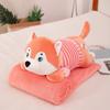 Manta de Aire Acondicionado de Dibujos Animados Almohada Juguete de Peluche Husky Dos en Uno Manta para Siesta en la Oficina Logo Imprimible