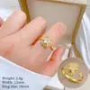 [Galvanoplastia de ouro real] Design Europeu e Americano ins Wind Geometry Diamond Ball Ring Anel Aberto de Vento Frio para Mulheres