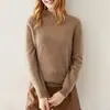 Suéter de punto de cuello alto medio para mujer de alta gama sin costuras 100% cachemira, nuevo suéter base versátil de punto para otoño e invierno fabricante