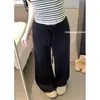Foto real de los nuevos pantalones de pierna ancha de otoño 2026, estilo coreano, cordón, casual, holgados, simples para mujer 17767