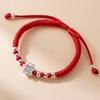 S925 Anémona Cuentas de Plata Nudo de Diamante Pulsera de Cuerda Roja Pulsera DIY Pulsera Tejida Hecha a Mano C0935