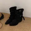 Diseño único, botas de punta con hebilla, nueva colección otoño 2026 para mujer, estilo retro, botas versátiles de media caña, botas adelgazantes