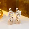 Pendientes de Diseño de Forma de 8 con Recortes y Microincrustaciones de Diamantes de Nuevo Estilo Europeo y Americano, Chapado en Oro Imitación Cobre, Color Duradero, Pendientes Versátiles Diarios para Instagram