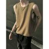 Chaleco de Seda de Hielo Texturizado para Hombre Verano Delgado Estilo Perezoso Suelto Sisa Rayada Marca de Moda Versátil Camiseta sin Mangas Chaleco