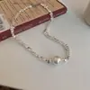 Aretes y Collar de Fragmentos Geométricos Plateados de Verano, Cadena para Clavícula de Lujo Ligero de Alta Gama, Accesorio de Cuello Versátil Simple y de Moda para Mujer