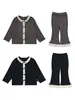 Wulibu YiPersonalizado2026 Conjunto de Camiseta Básica de Manga Larga y Pantalones Acampanados Vintage para Niñas Tendencia