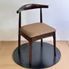 Cadeira de Jantar em Madeira Maciça Cadeira de Escritório Minimalista Moderna Cadeira de Conferência Nórdica com Encosto Banco de Jantar de Madeira Cadeira Chifre de Boi