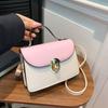 Bolsa de cor contrastante fresca e elegante feminina 2024 primavera e verão nova moda all-match lady elegante lock pequena bolsa quadrada