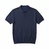 Elegante polo casual de punto gofrado para hombre, nuevo modelo de verano con cuello de dos botones, transpirable, color liso, manga corta de vestir