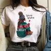 Camiseta de manga curta estampada com padrão europeu e americano de comércio exterior, série Coffee para meninas, camiseta de manga curta da moda