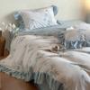 Juego de cuatro piezas Lanjing Tencel Clase A 80 Estilo Coreano Verano Seda de Hielo Dormir Desnudo Sedoso Estilo Princesa Funda Nórdica Doble Sábana