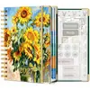 Agenda A5 con espiral, de página diaria, para oficina, con atractivo diseño floral, para Amazon transfronterizo, en inglés
