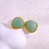 Brincos triangulares geométricos com incrustação de quartzo, nova moda medieval, retrô, versáteis, multicoloridos, brincos de boutique