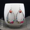 Aretes de plata esterlina S925 artesanía epoxi gota de agua carpa Loto hoja de loto estilo étnico retro elegantes aretes de flor pequeña