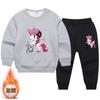 Conjunto de suéter de veludo para meninas com roupas infantis de unicórnio 2022 outono e inverno novo conjunto de duas peças de calças fofas para crianças