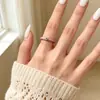 Anillo abierto de esmalte color macarrón para mujer, ajustable y apilable, anillo para dedo índice, aleación incrustada con circón, accesorio de moda y único