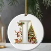 Adornos navideños 26 letras del alfabeto pequeño ciervo colgante acrílico 2D árbol de Navidad decoración del hogar navideña