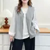 Especial 100 kg Nuevo Otoño Sencillo Versátil para Viajar al Trabajo Chal de Retazos Corte Tridimensional Cuello en V para Chicas de Tallas Grandes 0874