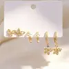Novedades de Verano: Delicados Pendientes de Circonita Microincrustada, Juego de Tres Pares, Frescos y Dulces, Pendientes Versátiles y Elegantes con Circonita Microincrustada