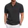 Amazon Transfronterizo Camisa Henley Retro de Algodón y Lino para Hombre Casual Ajuste Holgado Deportiva Cuello Mao Botón Manga Corta