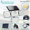 Lámpara de Pared Solar de Tres Cabezales con 333 LEDs Integrados, Lámpara Solar de Cuatro Cabezales para Exteriores con Sensor de Movimiento Humano, Múltiples Cabezales para Patio