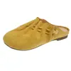 Zapatos Burken de suela gruesa y exterior de cuero suave para mujer, zapatillas Baotou sin cordones de primavera y verano 2025, ideales para relajarse.