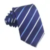 Corbata de Hombre de Negocios Atada a Mano para el Trabajo, Boda Formal, Corbata Atada a Mano de Alta Gama con Rayas Azul Negras