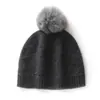 Cashmere 2025 Outono e Inverno Novo Chapéu Feminino Cor Lisa Rombo Pom Pom de Pelo Quente Moda Tricô Casual Baotou Chapéu de Exterior