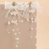 Pendientes de Encaje con Lentejuelas y Lazo, Borla de Perlas Artificiales, Moda Ins Europea y Americana, Pendientes de Temperamento Sencillos y Elegantes
