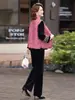 Nuevo Chaleco Estampado de Terciopelo Dorado Estilo Chino Traje para Mujer Ropa de Otoño Estilo Elegante para Mamá Moda Casual Traje de Tres Piezas Estilo Chino Mujer