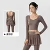 Conjunto de Roupa de Yoga Feminino Casual Respirável com Tela Fitness Duas Peças Roupa Externa Pilates Emagrecedor Corrida Conjunto Esportivo