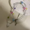 Colar de Cachorro Colorido Pequeno ~ Corrente de Clavícula com Contas Estilo Ins para Meninas Doces Acessórios de Colar Brincalhões e Fofos