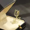 Broche de Rosa Hueco Brillante Color Dorado Simple y Elegante, Pin Anti-Exposición para Abrigo, Accesorio para Cárdigan para Mujer