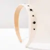 Diadema Hemingway - Nueva diadema de PU de color liso retro europeo y americano, ojal metálico, borde delgado, accesorio para el cabello de alta gama