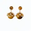 Pendientes de botón redondos de circonita cúbica y ojo de tigre vintage usados diseño de nicho pendientes retro para mujer