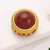 Cuentas Espaciadoras Estilo Antiguo Chapadas en Oro con Incrustaciones de Piedra Roja del Sur Imitación para Pulseras de Abalorios Hechas a Mano para DIY, Cuentas con Agujero Pasante, Accesorios del Año del Caballo